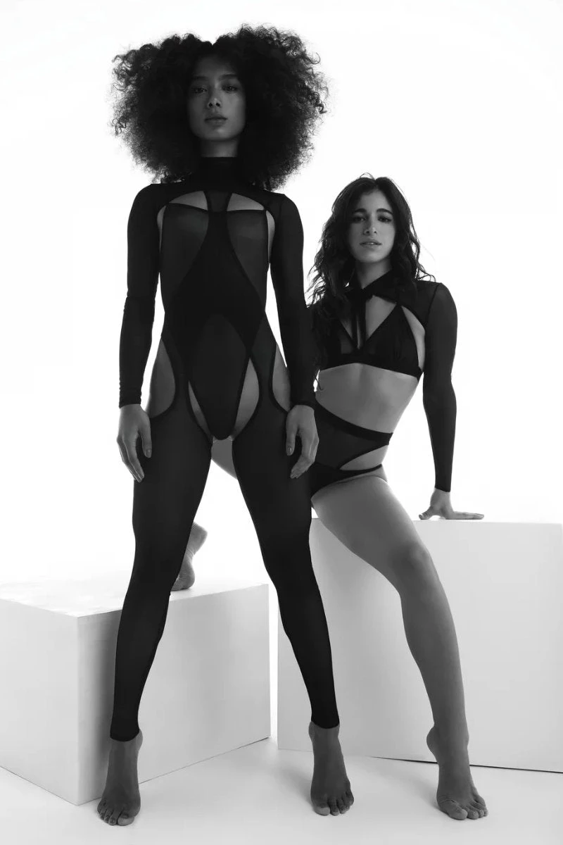 Rolling Long Peek-A-Boo Onesie - Black 5 Rolling Long Peek-A-Boo Onesie - Black - Image 3