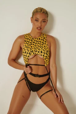 CXIX Buckle Up Garter Top -Yellow Leopard -Clothing Store 21 05 24CreaturesofXIX12822 edit