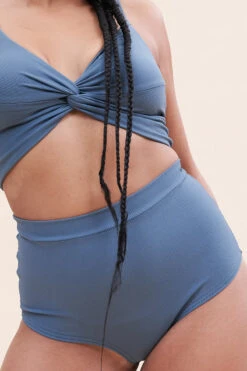 Lunalae High Waist Shorts - Ribbed Steel Blue -Clothing Store 221011 LunaLae 06 0258