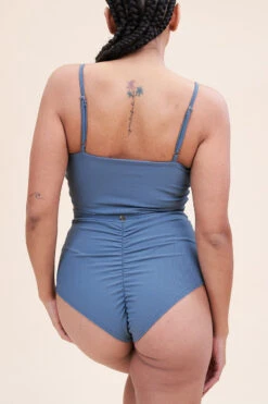 Lunalae High Waist Shorts - Ribbed Steel Blue -Clothing Store 221011 LunaLae 06 0273 1