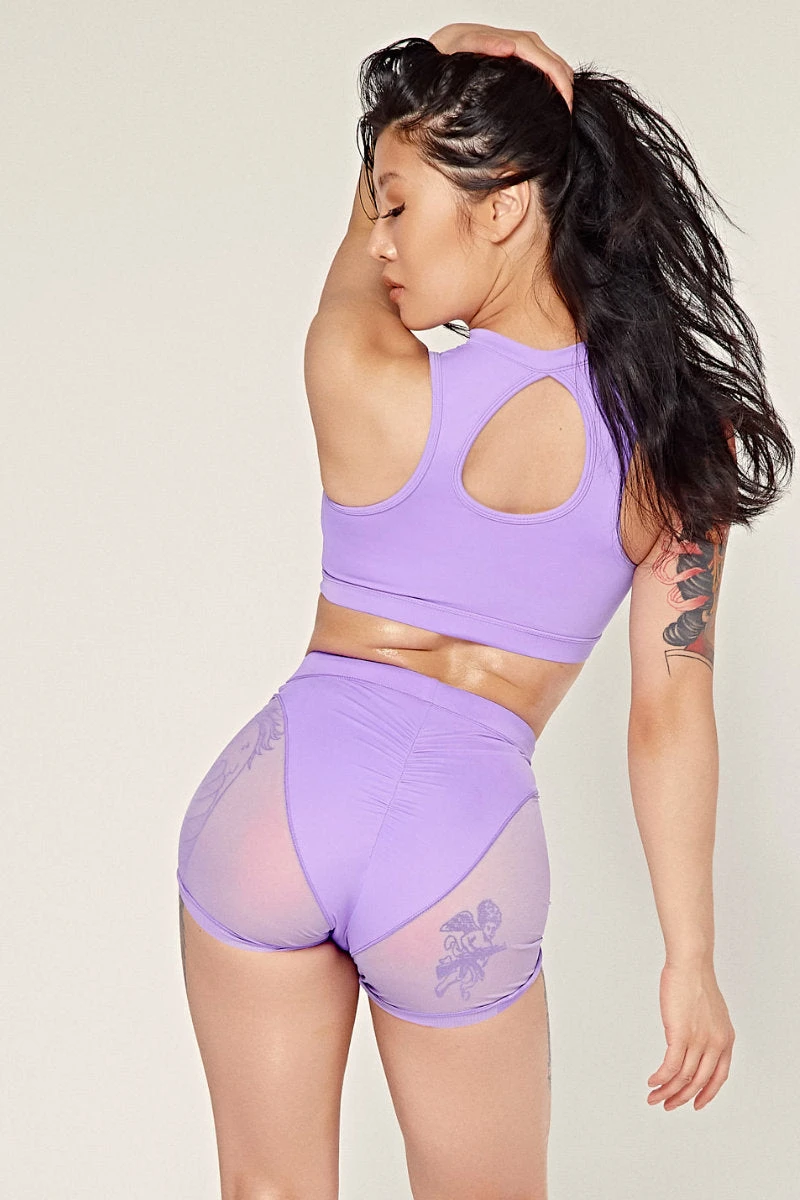 CXIX Dollhaus Mesh Biker Shorts - Purple 4 CXIX Dollhaus Mesh Biker Shorts - Purple - Image 2