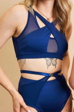 Lunalae Katherine Cross Over Top - Recycled Navy -Clothing Store 230329 LUNALAE 28 1064