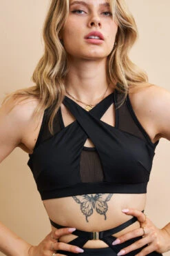 Lunalae Katherine Cross Over Top - Recycled Black -Clothing Store 230329 LUNALAE 38 1415