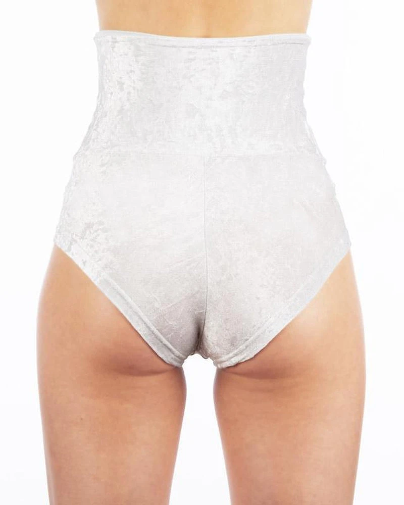 Dragonfly Betty High-Waisted Shorts - Velvet Silver 4 Dragonfly Betty High-Waisted Shorts - Velvet Silver - Image 2