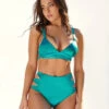 CXIX Aphrodite High Waist Bottoms - Turquoise Satin -Clothing Store AphroditeTurquoise3