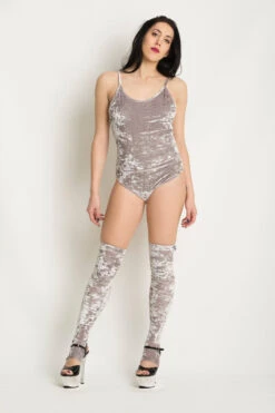 Paradise Chick Animal Leg Warmers (with Kneepads) - Silver Velvet -Clothing Store B73A4856