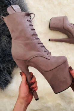 Hella Heels BabyDoll 8inch Boots - Lilac Mink -Clothing Store BDDarkMink8inch9