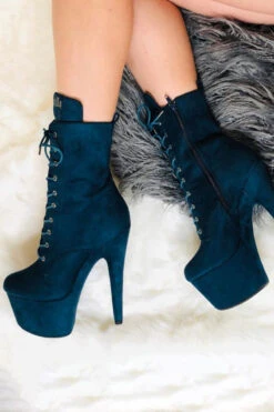 Hella Heels BabyDoll 7inch Boots - Teal -Clothing Store BDTeal7Inch2