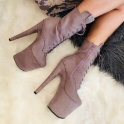 Hella Heels BabyDoll 8inch Boots - Lilac Mink -Clothing Store BD Dark Mink 8 inch 7