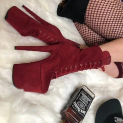 Hella Heels BabyDoll 8inch Boots - Dark Red -Clothing Store BD Dark Red 8 inch 1