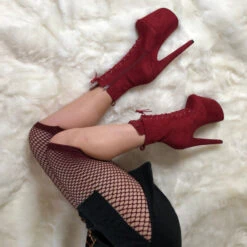 Hella Heels BabyDoll 8inch Boots - Dark Red -Clothing Store BD Dark Red 8 inch 3