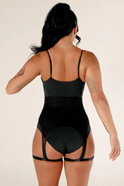 CXIX Baddies Garter Bodysuit - Onyx -Clothing Store BaddiesGarterBodysuitBlackBack 1