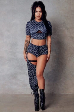 CXIX 119 Chaps - Black Print 21 CXIX 119 Chaps - Black Print -Clothing Store Black monogram cropped tee fahsion CXIX 119