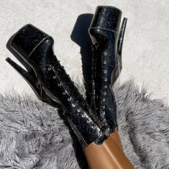 Hella Heels The Glitterati 7inch Boots - Sin City 10 Hella Heels The Glitterati 7inch Boots - Sin City -Clothing Store Blacksincityglitter7inchpoledancehighboot 1