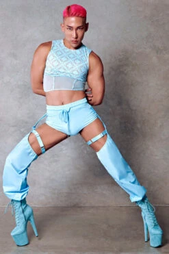 CXIX 119 Chaps - Blue -Clothing Store Blue monogram corset streetwear dancewear CXIX