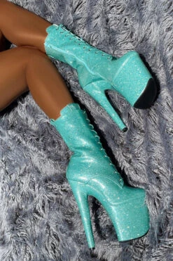 Hella Heels The Glitterati 8inch Boots - Baby Blues 9 Hella Heels The Glitterati 8inch Boots - Baby Blues -Clothing Store Bluebabybluesglitter8inchpoledancehighboot 2