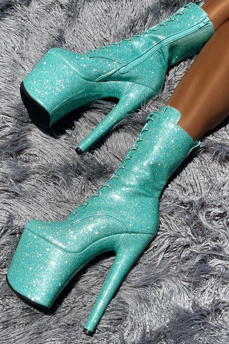 Hella Heels The Glitterati 8inch Boots - Baby Blues 3 Hella Heels The Glitterati 8inch Boots - Baby Blues