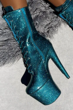 Hella Heels The Glitterati 8inch Boots - Ocean Eyes -Clothing Store Blueoceaneyesglitter8inchpoledancehighboot 7