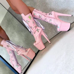 Hella Heels Butterfly Boots - 8inch - Pink -Clothing Store ButterflyBoot Pink 8INCH8