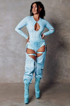 CXIX 119 Chaps - Blue Print -Clothing Store CXIX Polewear Bodysuit Blue Monogram Fashion