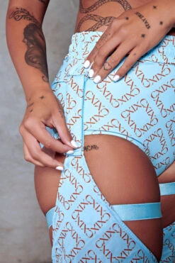 CXIX 119 Chaps - Blue Print -Clothing Store Chaps polewear blue fashion dance CXIX 119 monogram