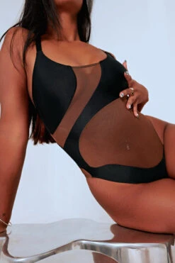 CXIX Silhouette One-Piece Bodysuit - Black With Cocoa Mesh 14 CXIX Silhouette One-Piece Bodysuit - Black With Cocoa Mesh -Clothing Store Cocoa CXIX Shilouette Mesh bodysuit dance pole fashion