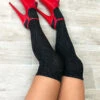Lunalae Thigh High Socks - Black Sparkle