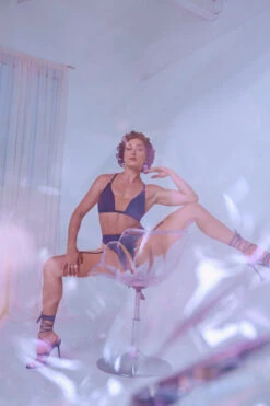 CXIX Silhouette Plunge Bralette - Black With Cream -Clothing Store CopyofSand CXIX Silhouette Mesh bralette biker shorts dance polewear 1