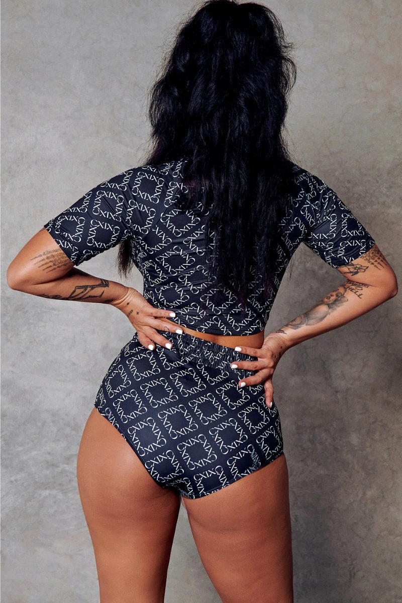 CXIX 119 Statement Crop Tee - Black Print 4 CXIX 119 Statement Crop Tee - Black Print - Image 2