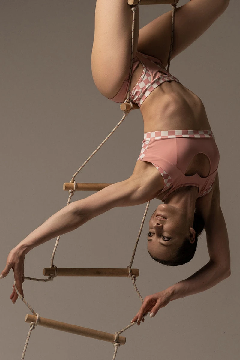 Hamade Activewear Heart Cut Out Top - Checkered Light Pink 3 Hamade Activewear Heart Cut Out Top - Checkered Light Pink