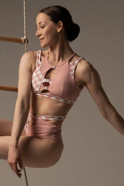 Hamade Activewear Patchwork Bottoms - Checkered Light Pink -Clothing Store DSC06668