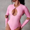 CXIX 119 Plunge Bodysuit - Pink -Clothing Store Dacnewear Pink Bodysuit 119 Pole