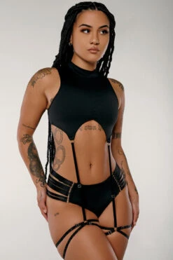 CXIX Dopamine Feelin High Bottoms - Black -Clothing Store Dopamine feeling high bottoms black garter top cxix9