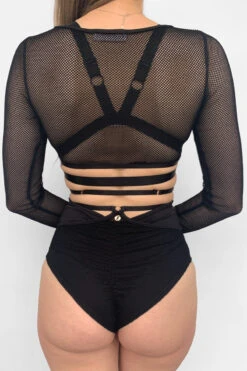 Lunalae Sasha V Cut Out Long Sleeve Top - Recycled Black Mesh -Clothing Store Drop4Wholesale MeshRelease FullBack faa75724 ce8e 464f 9013 6395cf87b806 1