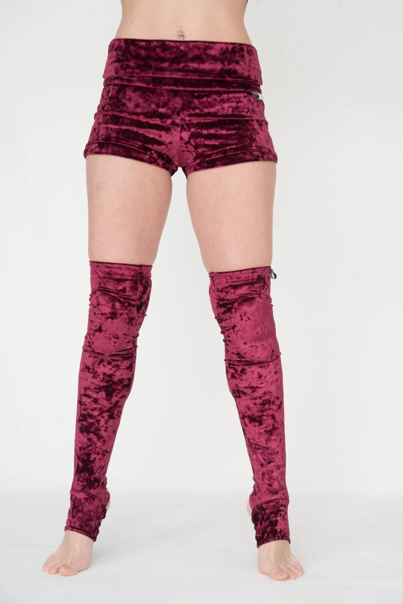 Paradise Chick Animal Leg Warmers (with Kneepads) - Burgundy Velvet 4 Paradise Chick Animal Leg Warmers (with Kneepads) - Burgundy Velvet - Image 2