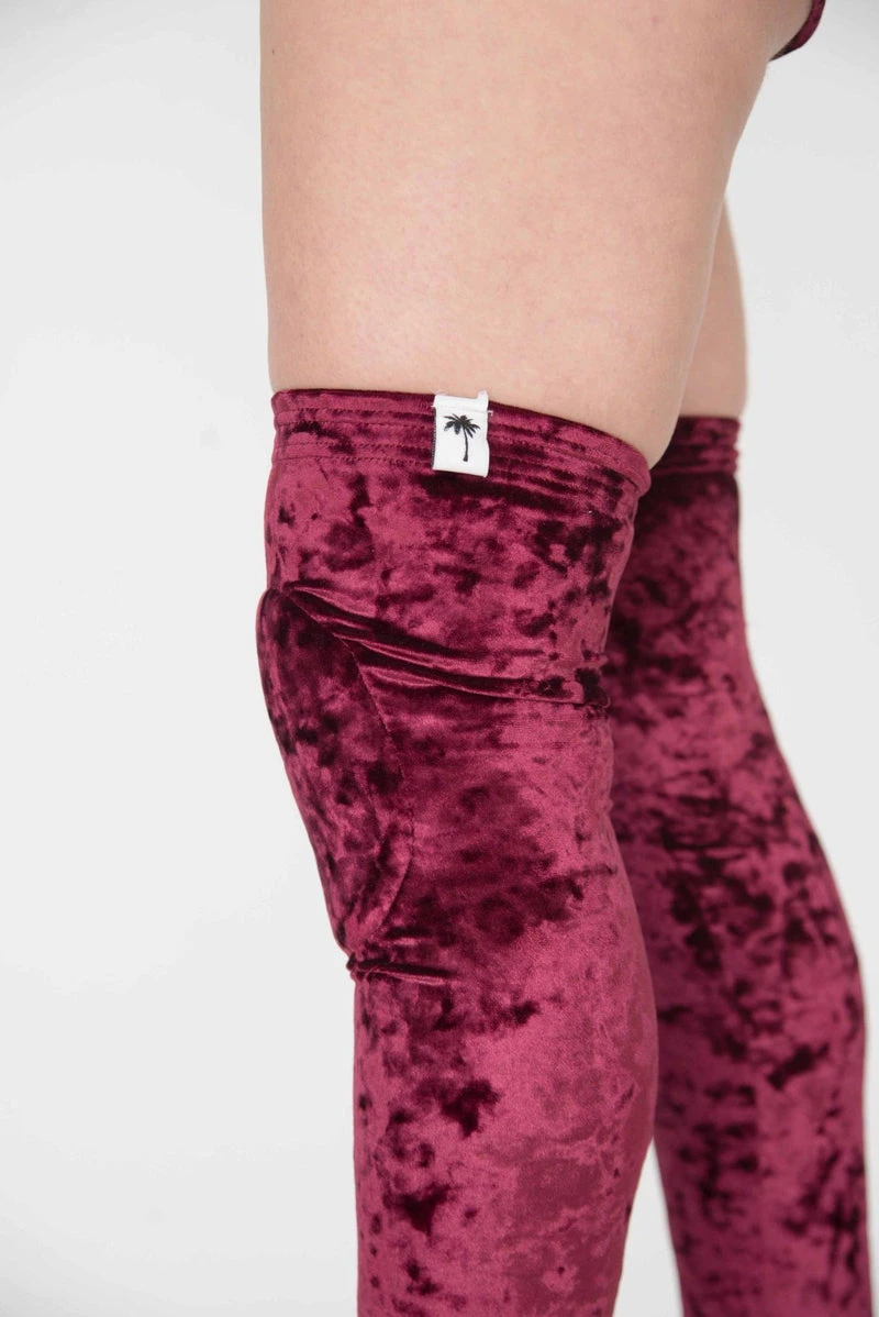 Paradise Chick Animal Leg Warmers (with Kneepads) - Burgundy Velvet 5 Paradise Chick Animal Leg Warmers (with Kneepads) - Burgundy Velvet - Image 3