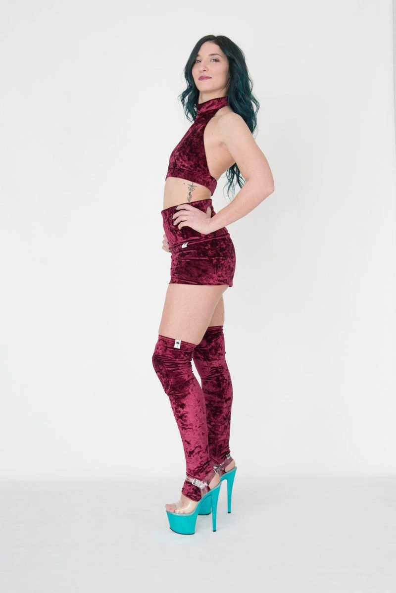 Paradise Chick Animal Leg Warmers (with Kneepads) - Burgundy Velvet 3 Paradise Chick Animal Leg Warmers (with Kneepads) - Burgundy Velvet