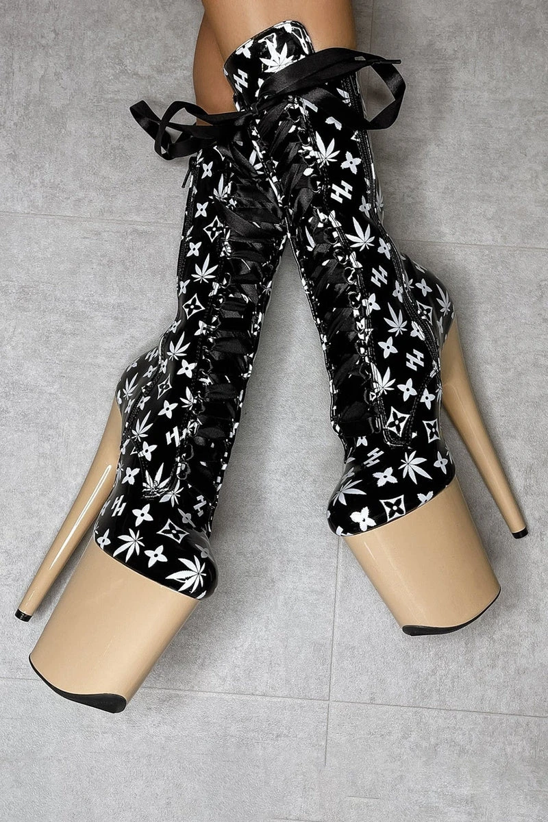 Hella Heels Branded 8inch Boots - Black/Sand 10 Hella Heels Branded 8inch Boots - Black/Sand - Image 8