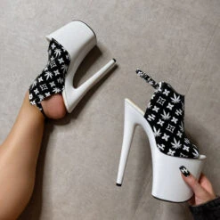 Hella Heels Branded Shield 8inch Stilettos - Black/White 13 Hella Heels Branded Shield 8inch Stilettos - Black/White -Clothing Store EmpireKicksBrandedblack white8inchpoledanceshieldstiletto