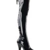 Pleaser USA Flamingo-3063 8inch Thigh High Pleaser Boots - Patent Black -Clothing Store FLAM3063 B M