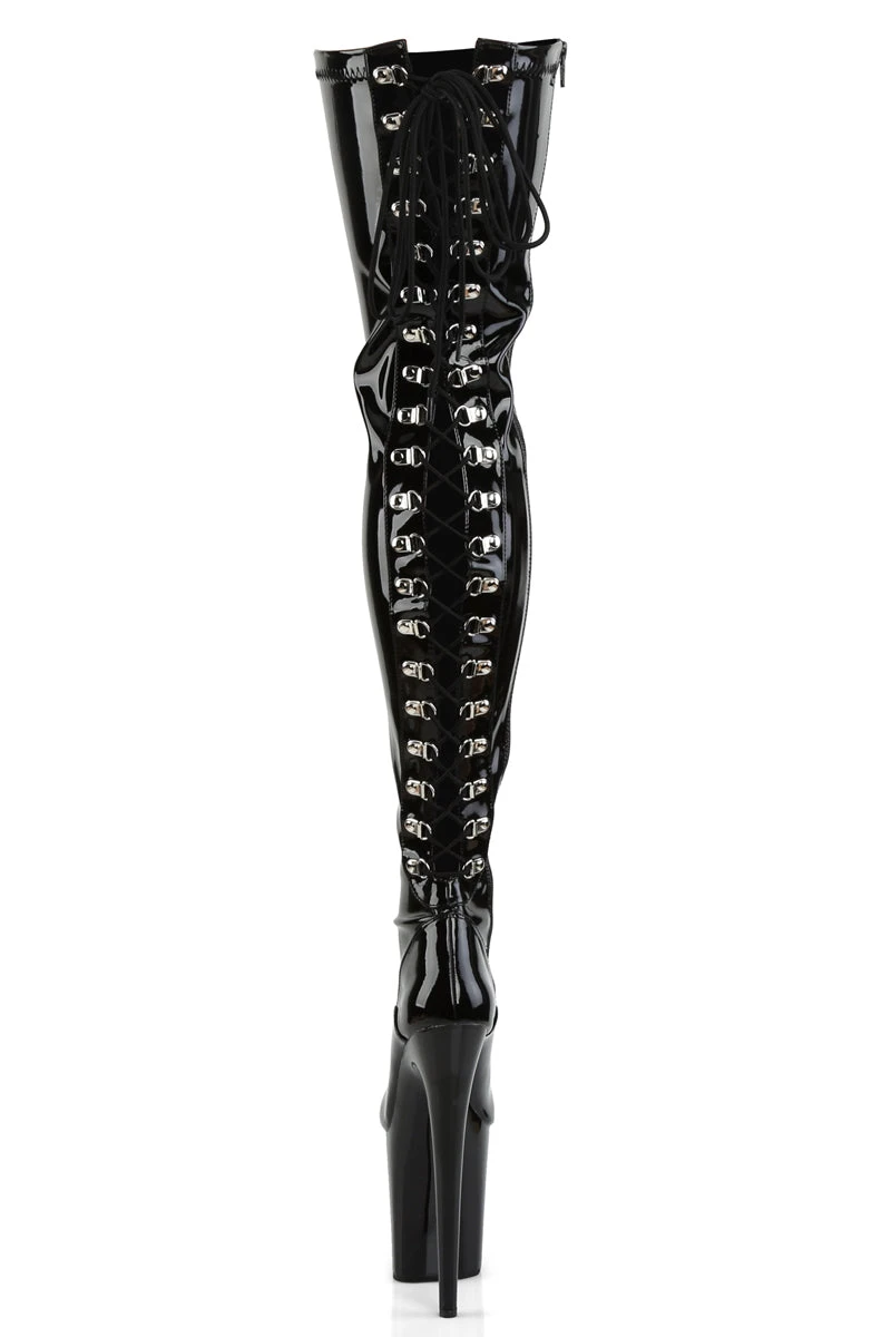 Pleaser USA Flamingo-3063 8inch Thigh High Pleaser Boots - Patent Black 5 Pleaser USA Flamingo-3063 8inch Thigh High Pleaser Boots - Patent Black - Image 3