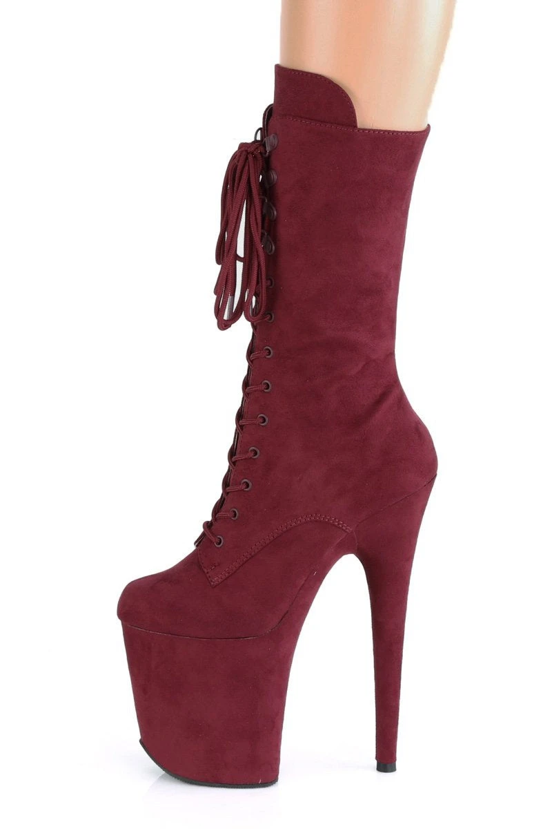Pleaser USA Flamingo-1050FS Faux Suede 8inch Pleaser Boots - Burgundy 6 Pleaser USA Flamingo-1050FS Faux Suede 8inch Pleaser Boots - Burgundy - Image 4