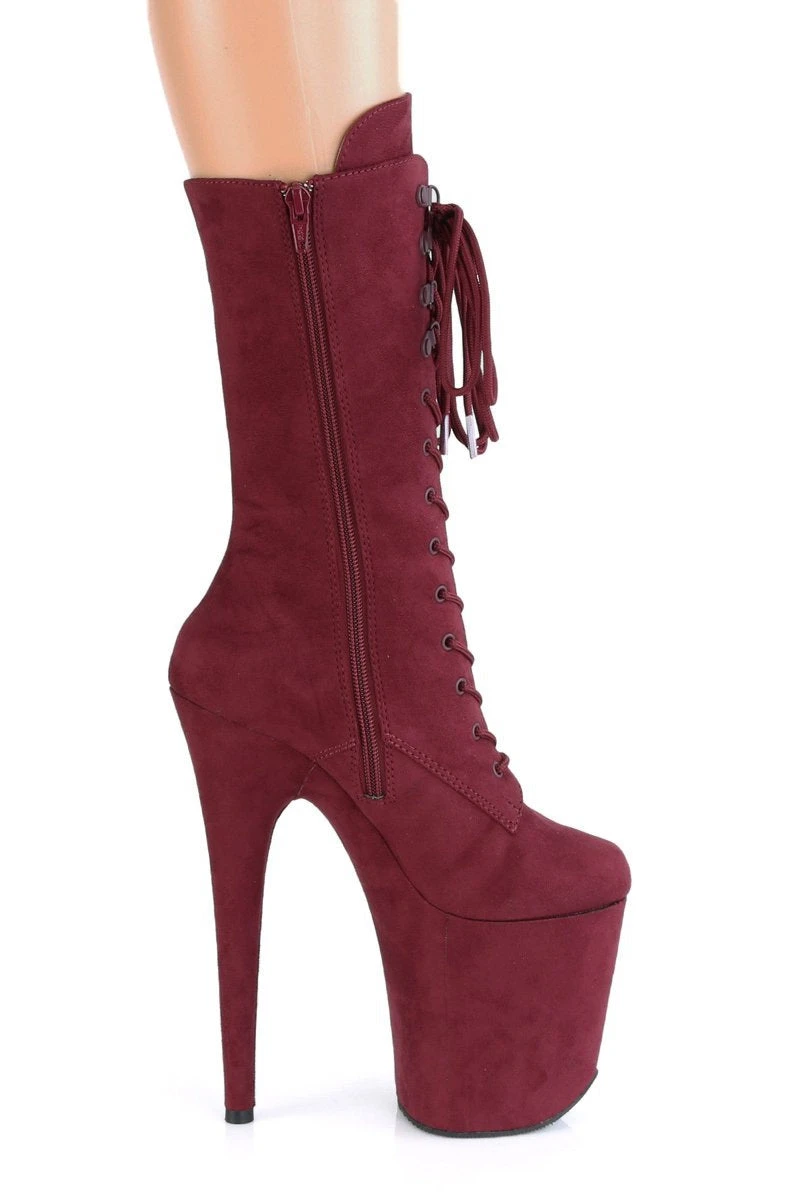 Pleaser USA Flamingo-1050FS Faux Suede 8inch Pleaser Boots - Burgundy 5 Pleaser USA Flamingo-1050FS Faux Suede 8inch Pleaser Boots - Burgundy - Image 3