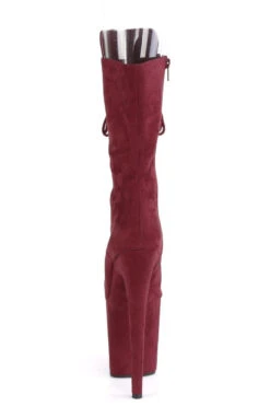 Pleaser USA Flamingo-1051FS Faux Suede 8inch Peep Toe Pleaser Boots - Burgundy -Clothing Store FLAMINGO 1051FS BYFS M09
