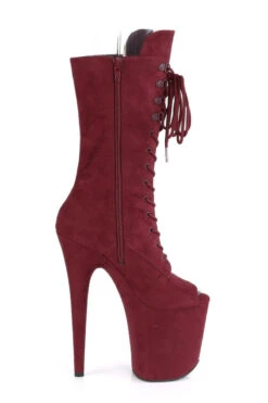 Pleaser USA Flamingo-1051FS Faux Suede 8inch Peep Toe Pleaser Boots - Burgundy -Clothing Store FLAMINGO 1051FS BYFS M13