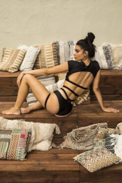 Paradise Chick Frankie Wrap Top - Black -Clothing Store Garter Short Black 02