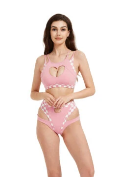 Hamade Activewear Heart Cut Out Top - Checkered Light Pink 13 Hamade Activewear Heart Cut Out Top - Checkered Light Pink -Clothing Store HM 14 1