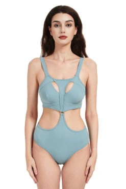Hamade Activewear Neck Ring High Waisted Bottoms - Light Blue -Clothing Store HM0712 01