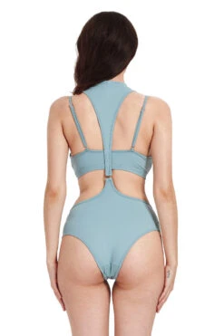 Hamade Activewear Neck Ring High Waisted Bottoms - Light Blue -Clothing Store HM0712 06