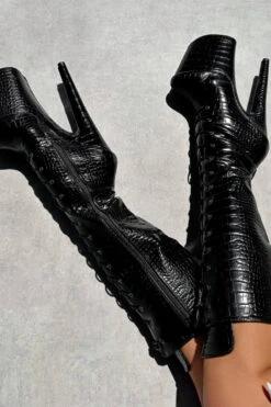 Hella Heels Cold Blooded Black Knee High Boots - 8inch -Clothing Store IMG 0332